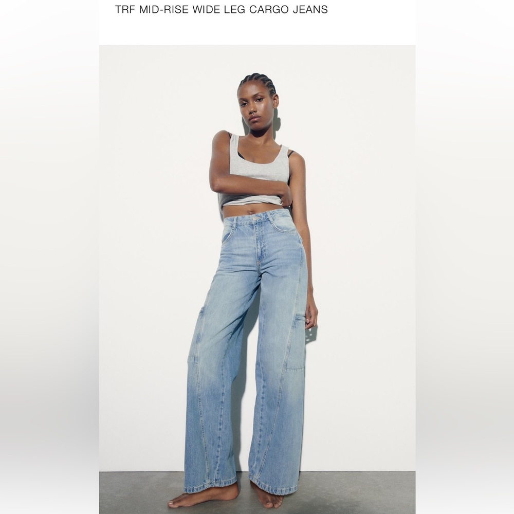Zara mid rise wide leg cargo